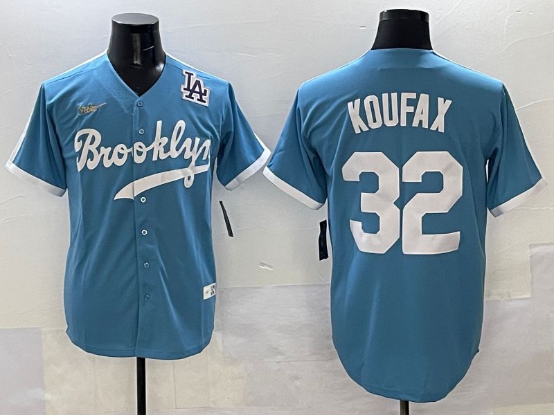 Men Los Angeles Dodgers 32 Koufax Light Blue Throwback 2025 Nike MLB Jersey style 42